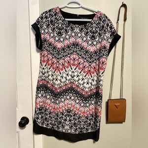 Tribal Black and Pink Patterned Tunic dress - small - short sleeve